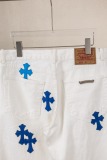 Chrome Hearts Unisex Classic Versatile Leather Cross Casual Jeans