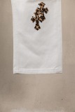 Chrome Hearts Unisex Classic Versatile Leather Cross Casual Jeans