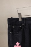 Chrome Hearts Unisex Classic Versatile Leather Cross Casual Jeans