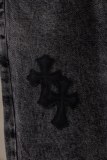 Chrome Hearts Unisex Classic Versatile Leather Cross Wash Casual Jeans