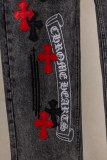 Chrome Hearts Unisex High Street Versatile Sanskrit Cross Casual Jeans