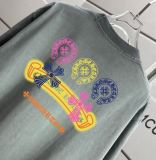 Chrome Hearts 26SS Fashion Sanskrit Horseshoe Print T-shirt Unisex Casual Washed Short Sleeve