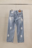 Chrome Hearts New Unisex Classic Leather Cross Casual Jeans