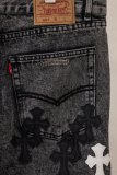 Chrome Hearts Unisex Classic Versatile Leather Cross Wash Casual Jeans
