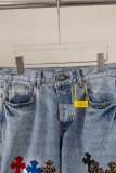 Chrome Hearts New Unisex Classic Leather Cross Casual Jeans