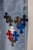 Chrome Hearts New Unisex Classic Leather Cross Casual Jeans