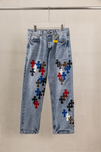 Chrome Hearts New Unisex Classic Leather Cross Casual Jeans