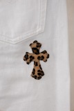 Chrome Hearts Unisex Classic Versatile Leather Cross Casual Jeans