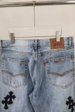 Chrome Hearts New Unisex Classic Leather Cross Casual Washed Jeans