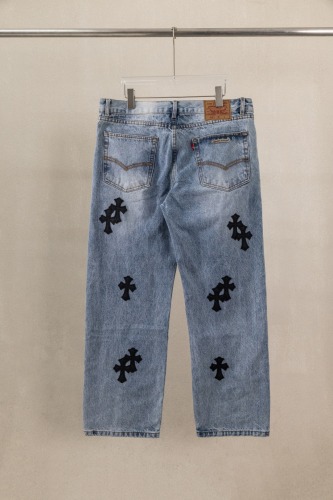 Chrome Hearts New Unisex Classic Leather Cross Casual Jeans