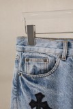 Chrome Hearts New Unisex Classic Leather Cross Casual Washed Jeans