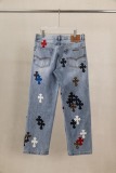Chrome Hearts New Unisex Classic Leather Cross Casual Jeans
