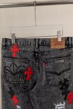 Chrome Hearts Unisex High Street Versatile Sanskrit Cross Casual Jeans