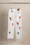 Chrome Hearts Unisex Classic Versatile Leather Cross Casual Jeans