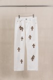 Chrome Hearts Unisex Fashion Versatile Leopard Cross Casual Jeans
