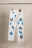Chrome Hearts Unisex Classic Versatile Leather Cross Casual Jeans