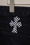 Chrome Hearts Unisex Classic Versatile Leather Cross Casual Jeans