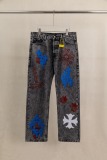 Chrome Hearts Unisex High Street Versatile Sanskrit Cross Casual Jeans