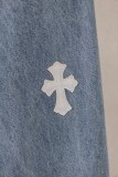 Chrome Hearts New Unisex Classic Leather Cross Casual Jeans