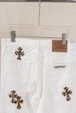 Chrome Hearts Unisex Fashion Versatile Leopard Cross Casual Jeans