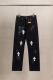 Chrome Hearts Unisex Classic Versatile Leather Cross Casual Jeans