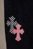Chrome Hearts Unisex Classic Versatile Leather Cross Casual Jeans