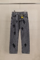 Chrome Hearts New Unisex Classic Leather Cross Casual Jeans Chrome Hearts New Unisex Classic Leather Cross Casual Jeans