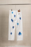 Chrome Hearts Unisex Classic Versatile Leather Cross Casual Jeans