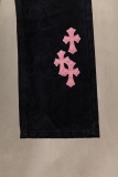 Chrome Hearts Unisex Classic Versatile Leather Cross Casual Jeans