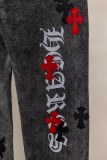 Chrome Hearts Unisex High Street Versatile Sanskrit Cross Casual Jeans