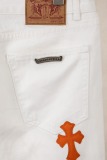 Chrome Hearts Unisex Classic Versatile Leather Cross Casual Jeans