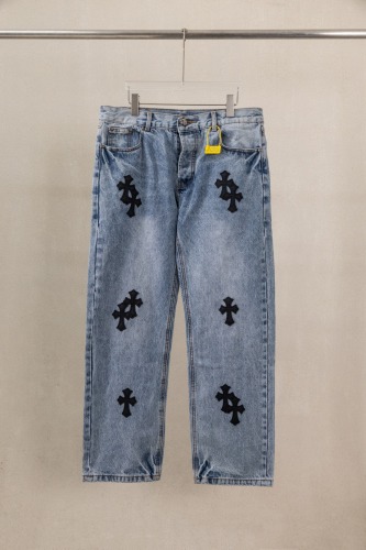 Chrome Hearts New Unisex Classic Leather Cross Casual Jeans