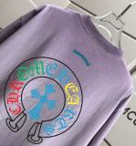 Chrome Hearts 26SS Fashion Sanskrit Horseshoe Print T-shirt Unisex Casual Washed Short Sleeve