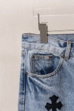 Chrome Hearts Unisex Classic Versatile Leather Cross Casual Jeans
