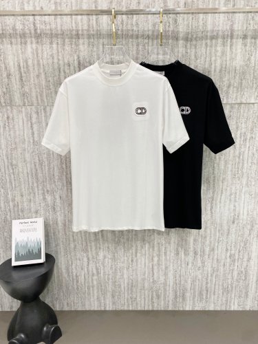 Dior Classic Embroidered Logo T-shirt Unisex Versatile Casual Short Sleeve