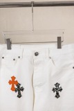 Chrome Hearts Unisex Classic Versatile Leather Cross Casual Jeans