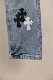 Chrome Hearts New Unisex Classic Leather Cross Casual Washed Jeans