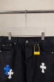 Chrome Hearts Unisex Classic Versatile Leather Cross Casual Jeans