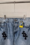 Chrome Hearts New Unisex Classic Leather Cross Casual Jeans