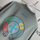 Chrome Hearts 26SS Fashion Sanskrit Horseshoe Print T-shirt Unisex Casual Washed Short Sleeve