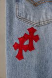 Chrome Hearts New Unisex Classic Leather Cross Casual Washed Jeans