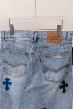 Chrome Hearts Unisex Classic Versatile Leather Cross Casual Jeans