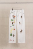 Chrome Hearts Unisex Fashion Versatile Graffiti Leather Cross Wash Casual Jeans