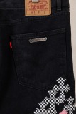 Chrome Hearts Unisex Classic Versatile Leather Cross Casual Jeans