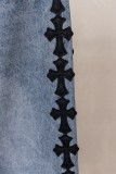Chrome Hearts Unisex Classic Versatile Leather Cross Wash Casual Jeans