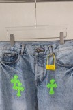 Chrome Hearts New Unisex Classic Leather Cross Casual Jeans
