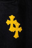 Chrome Hearts Unisex Classic Versatile Leather Cross Casual Jeans