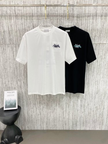 Dior 26SS Classic Embroidered Logo T-shirt Unisex Versatile Casual Short Sleeve