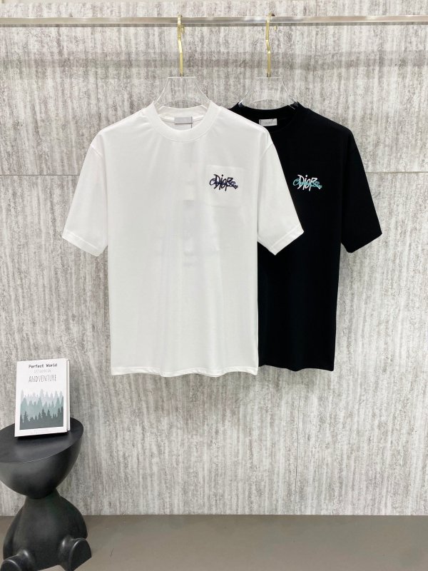 Dior 26SS Classic Embroidered Logo T-shirt Unisex Versatile Casual Short Sleeve