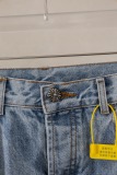 Chrome Hearts New Unisex Classic Leather Cross Casual Washed Jeans